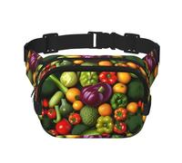 Grand sac banane tendance avec imprimé légumes et fruits pour femme, noir, One Size