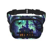 Grand sac banane tendance avec imprimé mansions hantées pour femme Noir, noir, One Size