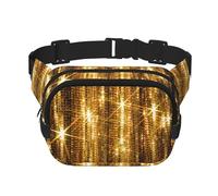 Grand sac banane tendance avec imprimé paillettes dorées pour femme, noir, One Size