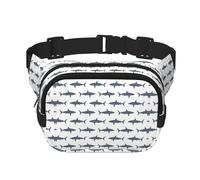 Grand sac banane tendance avec imprimé poisson et requin pour femme, noir, One Size