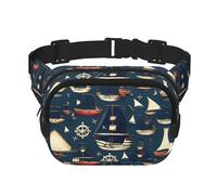 Grand sac banane tendance avec imprimé sur le thème des pirates nautiques pour femme, noir, One Size