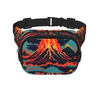 Grand sac banane tendance avec imprimé volcan pour femme, noir, One Size