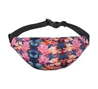 Grand sac banane tendance coloré avec plantes tropicales et feuilles, convient pour le sport, la course à pied, le cyclisme, les voyages, la pêche