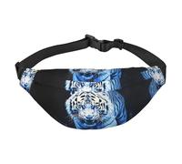 Grand sac banane tendance motif tigre blanc féroce, sac banane de voyage décontracté pour garçons, adapté pour le sport, la course à pied, le cyclisme, les voyages, la pêche