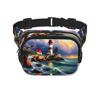 Grand sac banane tendance pour femme avec impression peinture diamant motif phare, noir, One Size