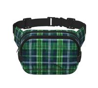 Grand sac banane tendance pour femme avec imprimé tartan écossais bleu, noir, One Size