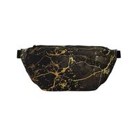 Grand sac banane vert avec sangle réglable - Imprimé camouflage numérique - Pour randonnée, voyage, fitness et transport quotidien, Papier peint noir doré, One Size, Imprimé