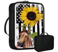 Grand sac bible avec drapeau de cheval, tournesol pour homme et femme, sac d'église multifonction avec poignée, poche zippée, cadeau chrétien, fournitures d'étude de la Bible