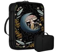 Grand sac biblique motif champignon et lune pour homme et femme, sac d'église multifonction avec poignée, poche zippée, cadeau chrétien, fournitures d'étude de la Bible