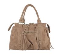 Grand sac bowling femme - cuir véritable suédé - sac cabas A4 cours lycée - Taupe