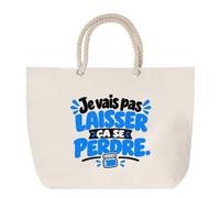 Grand Sac Cabas Beige Je vais pas laisser ça se perdre. Expressions Françaises | bleu | Coton 23 L Anses en Corde 65 cm | Plage Marché W nd Sport | Idée Cadeau Gourmand Gourmande Noël Merci