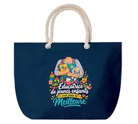 Grand Sac Cabas Bleu Marine Educatrice de Jeunes Enfants C'est juste la Meilleure Métier | Coton 23 L avec Anses en Corde 65 cm | Sac de Plage Piscine Marché W nd | Cadeau Femme Homme Anniversaire