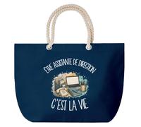 Grand Sac Cabas Bleu Marine Être assistante de direction c'est la vie | Coton 23 L avec Anses en Corde 65 cm | Sac de Plage Piscine Marché W nd | Cadeau Métier du Bureau Femme Homme Anniversaire