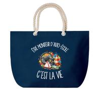 Grand Sac Cabas Bleu Marine Être moniteur d'auto-école c'est la vie | Coton 23 L avec Anses en Corde 65 cm | Sac de Plage Piscine Marché W nd | Cadeau Formateur Formatrice Femme Homme Anniversaire