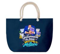 Grand Sac Cabas Bleu Marine Gestionnaire de Paie C'est juste la Meilleure Métier | Coton 23 L avec Anses en Corde 65 cm | Sac de Plage Piscine Marché W nd | Cadeau Femme Homme Anniversaire