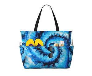 Grand sac cabas de plage psychédélique tie-dye à spirale pour femme, avec fermeture éclair et poche étanche, léger et pliable, idéal pour la salle de sport, les ges, les courses, la natation et le sp