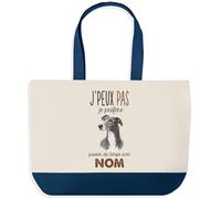 Grand Sac Cabas Fond Bleu Greyhound (Lévrier Anglais) | Toile de Coton 170 g/m² 27 L Poche Intérieure Anses 64 cm | Courses Shopping Plage | Cadeau Propriétaire Chien Femme Homme Anniversaire Noël