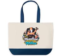 Grand Sac Cabas Fond Bleu Maquilleuse C'est juste la Meilleure Métier | Toile de Coton 170 g/m² 27 L Poche Intérieure Anses 64 cm | Courses Shopping Plage | Cadeau Femme Homme Anniversaire Noël