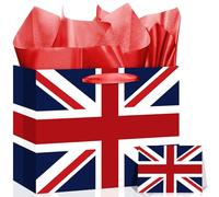 Grand sac cadeau avec carte et papier cadeau, motif drapeau du Royaume-Uni et Londres, fête nationale du Royaume-Uni pour les courses, les voyages, les souvenirs, les cadeaux et les décorations de