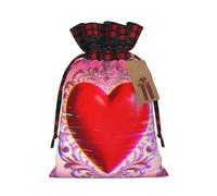 Grand sac cadeau de Noël avec cordon de serrage Motif couronne d'amour | Sacs cadeaux de Noël réutilisables pour cadeaux de fêtes de fin d'année, pochettes cadeaux de festival en vrac pour