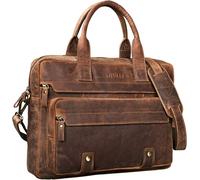 Grand Sac d'affaires en Cuir Besace pour Ordinateur Portable Sacoche à l'Épaule Serviette Bandoulière Unisexe Vintage, Couleur:Marron Moyen.[G166]