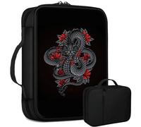 Grand sac de bible motif dragon rouge pour homme et femme, sac d'église multifonction avec poignée, poche zippée, cadeau chrétien, fournitures d'étude de la Bible