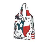 Grand sac de courses pliable et réutilisable sur le thème du Texas Pride Flag avec poignées de transport