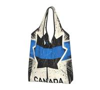 Grand sac de courses pliable réutilisable avec poignées de transport Motif drapeau du Canada Bleu