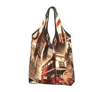 Grand sac de courses pliable réutilisable avec poignées de transport Motif Icônes de Londres