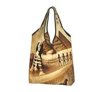 Grand sac de courses pliable réutilisable Sphinx Pyramides égyptiennes Grand sac d'épicerie avec poignées de transport