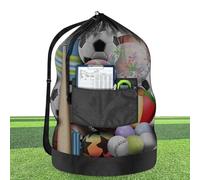 Grand sac de football en maille avec cordon de serrage, accessoires d'équipement de football pour sport, piscine, gym, volley-ball