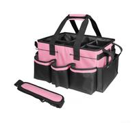 Grand sac de nettoyage pour sac caddy avec planche de support robuste | Organiseur de rangement étanche avec sangle réglable et 5 poches pour le ménage | Jardinage | Rose