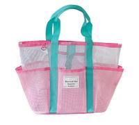 Grand sac de plage en maille réutilisable, Poignée verte, Voir description | Sac de voyage pour femme pour extérieur, camping, pique-nique, croisière, vacances en famille, bateau sportif et randonnée