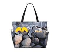 Grand sac de plage imperméable avec fermeture éclair et poches, imprimé pierres sous la glace, sac à main pliable pour voyage, piscine, shopping, vacances, salle de sport