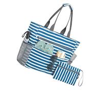Grand sac de plage pliable avec motif protecteur de sable, sac léger pour pique-nique, camping et aventure, sac de plage pliable, bleu, Beauté massive