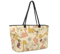 Grand sac de plage pour femme, cartes rétro, ethnique, mandala, floral, motif floral, sac fourre-tout de voyage avec poches, sac à main à bandoulière imperméable, Multicolore 12., 14.5x20.8x5.5in