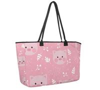 Grand sac de plage pour femme, muselière Kawaii avec joues roses et yeux clignotants, motif arc-en-ciel, sac à main de voyage avec poches, sac à main à bandoulière imperméable, Multicolore 14