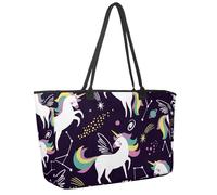 Grand sac de plage pour femme, muselière Kawaii avec joues roses et yeux clignotants, motif arc-en-ciel, sac à main de voyage avec poches, sac à main à bandoulière imperméable, Multicolore 8