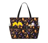 Grand sac de plage pour femme résistant au sable - Sac fourre-tout avec fermeture éclair style mascarade imprimé pour l'été, le travail, les voyages