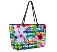 Grand sac de plage pour femme, sac à main à bandoulière imperméable avec poches, motif arbre turquoise, ciel nocturne, Multicolore 5., 14.5x20.8x5.5in/37x53x14cm