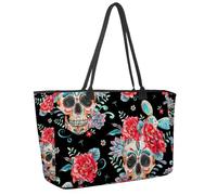 Grand sac de plage pour femme, sac de voyage étanche avec poches Motif tête de mort Suger, Multicolore 8., 14.5x20.8x5.5in/37x53x14cm