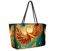 Grand sac de plage pour femme, sac de voyage imperméable avec poches, motif feuilles de mauvaises herbes rouges, Multicolore 13., 14.5x20.8x5.5in/37x53x14cm
