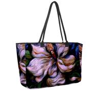 Grand sac de plage pour femme, sac de voyage imperméable avec poches, motif feuilles de mauvaises herbes rouges, Multicolore 10., 14.5x20.8x5.5in/37x53x14cm