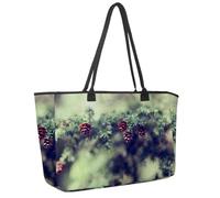 Grand sac de plage pour femme, sac de voyage imperméable avec poches, motif feuilles de mauvaises herbes rouges, Multicolore 15., 14.5x20.8x5.5in/37x53x14cm