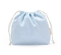 Grand sac de rangement à cordon en coton, pochette toile structurée for cosmétiques délicats, organisateur voyage multi-usage(Light blue)