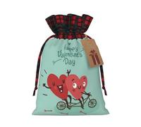 Grand sac de rangement avec cordon de serrage imprimé « Two Hearts Fall in Love On Bicycle »