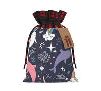 Grand sac de rangement avec cordon de serrage Motif animaux marins arc-en-ciel