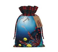 Grand sac de rangement avec cordon de serrage Motif dauphins sous-marins et poissons coraux