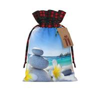 Grand sac de rangement avec cordon de serrage Motif fleurs tropicales et pierres zen