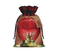 Grand sac de rangement avec cordon de serrage Motif lèvres rouges « Getting Ready To Kiss A Frog »